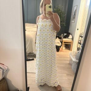 Floral White and Yellow Maxi Dress